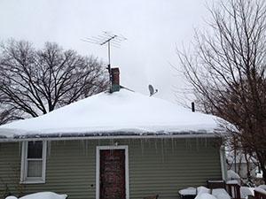 A home with an ice dam problem