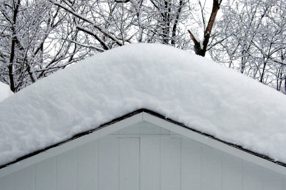 Heavy snow on roof top